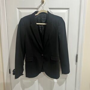 Zara Women’s Black Stretch Blazer with Black Elbow Patches – Size M